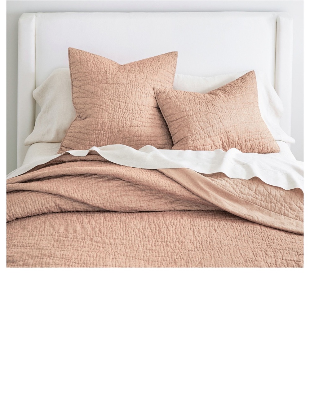 Pottery barn, Belgian flax linen hand stitched quilt King/CalKing Rosewood blush